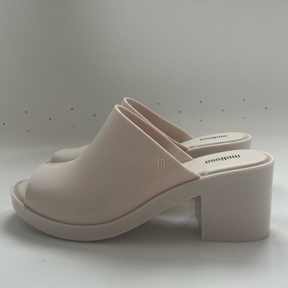 Melissa Cream Jelly Block Heel Chunky Platform Mule Sandals